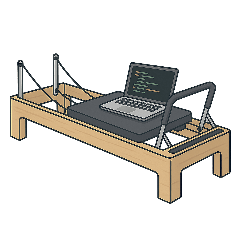 Pilates Reformer with Laptop
